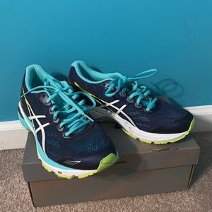 Blue and white, Asics running sneakers